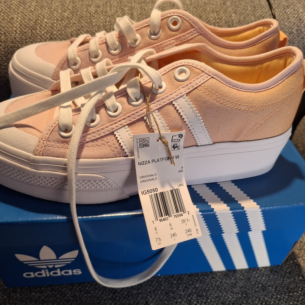 adidas Originals Nizza Platform Sneakers - Light Pink and White